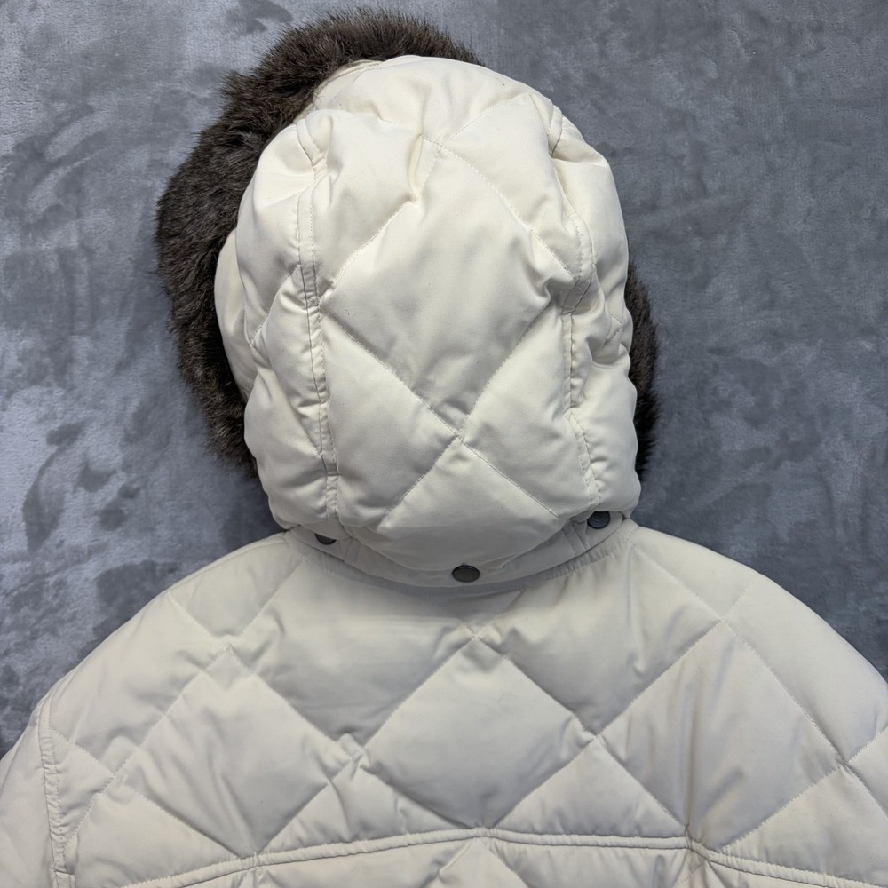 Lauren Ralph Lauren Size S Womens Down Puffer Coat Jacket White Fur Trim Hood - Picture 9 of 16